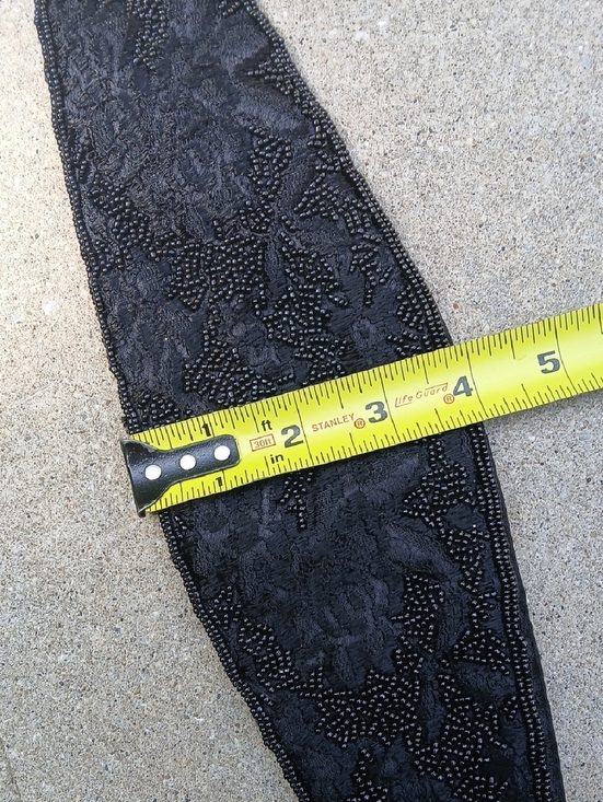 vintage black beaded belt,velvet, Beaded. wide sash or cummerbund-style piece. main image 13